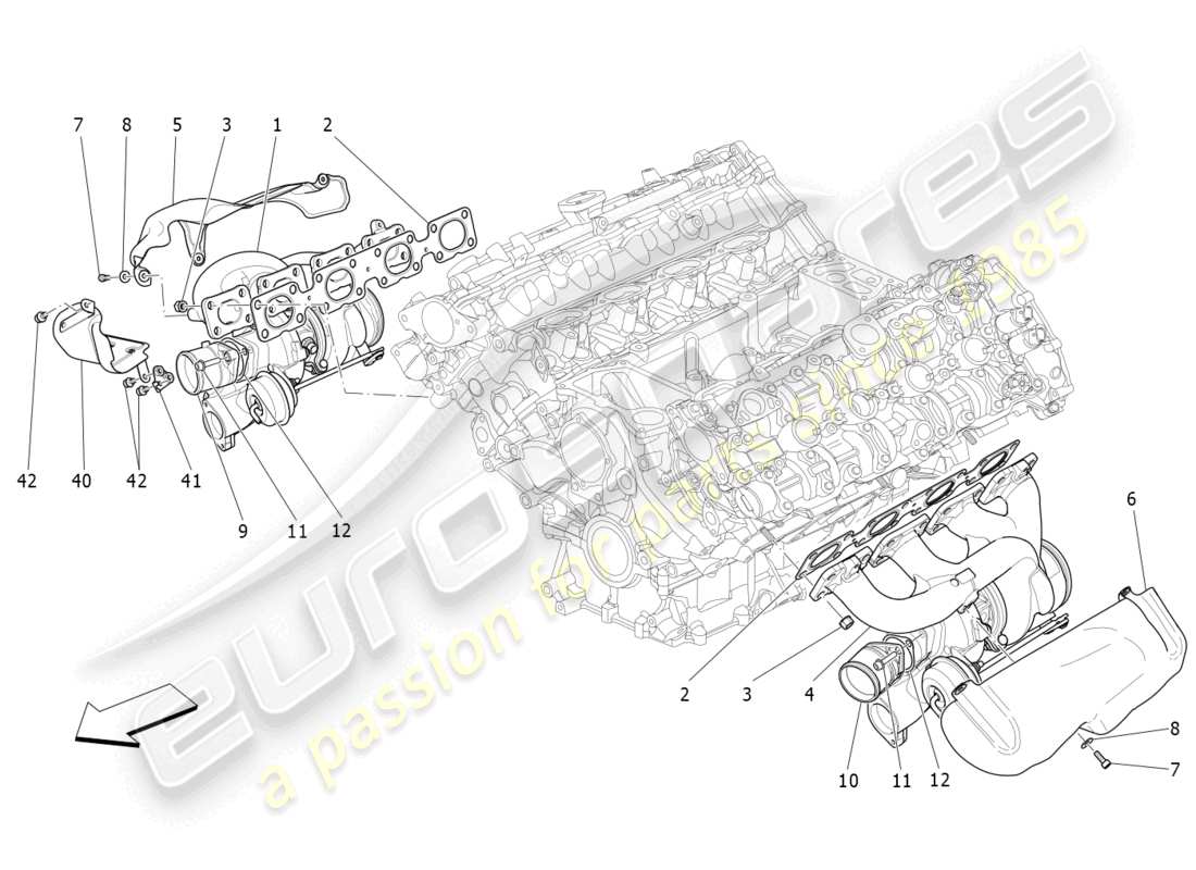 maserati levante trofeo (2020) sistema de turbocargación: equipos diagrama de piezas