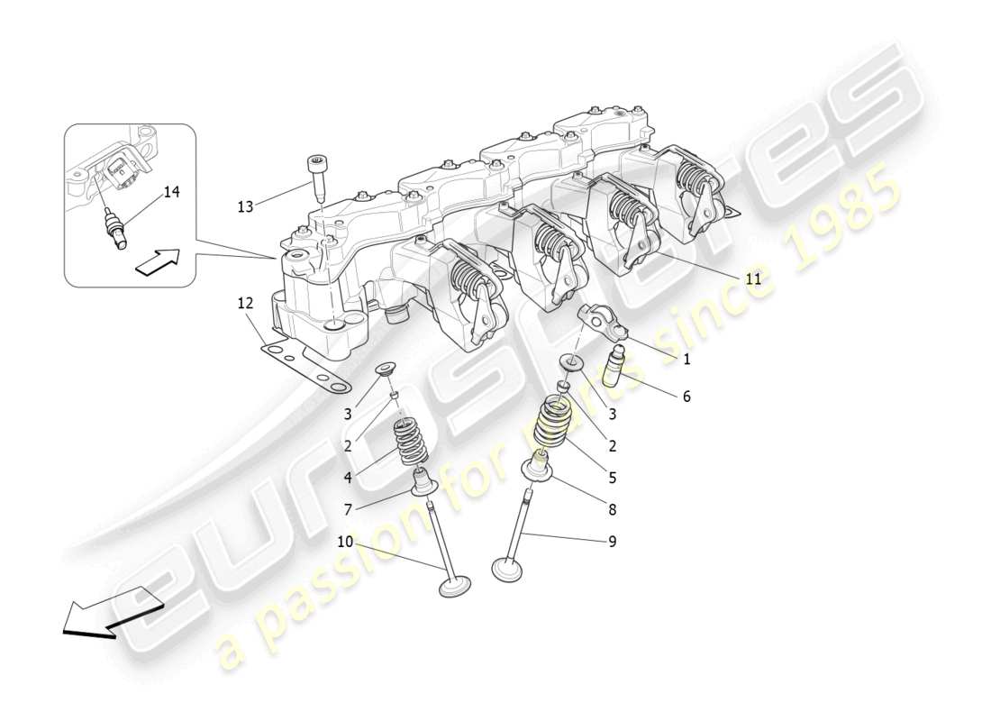 maserati levante gt (2022) válvulas y sistemas multiaire diagrama de piezas