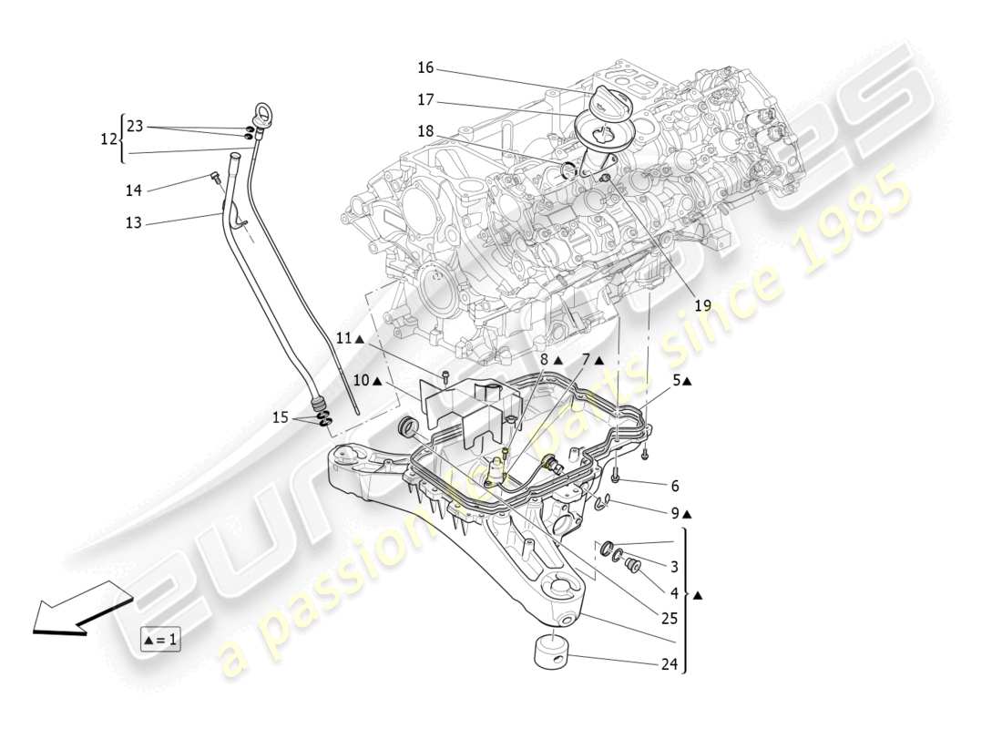 maserati levante modena s (2022) sistema de lubricación: diagrama de piezas del circuito y de la colección