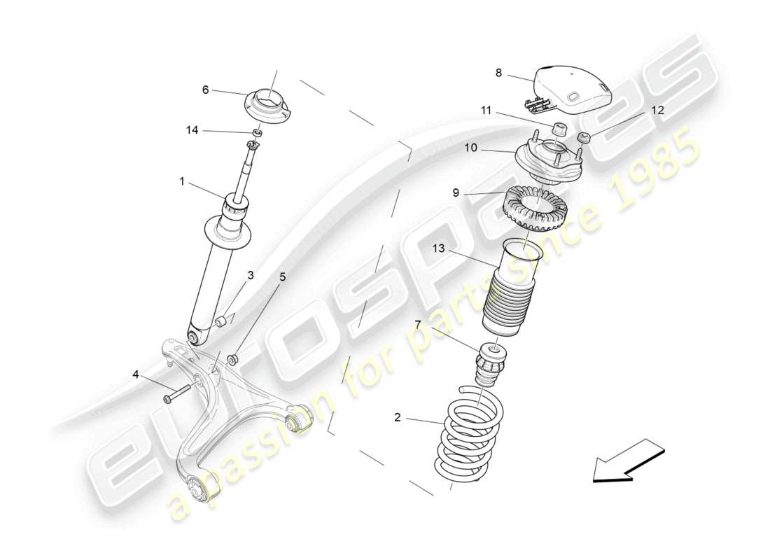 maserati ghibli (2014) diagrama de piezas de los dispositivos amortiguadores delanteros