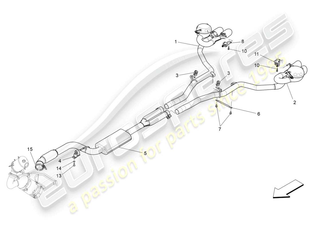 maserati ghibli (2015) silenciadores diagrama de piezas