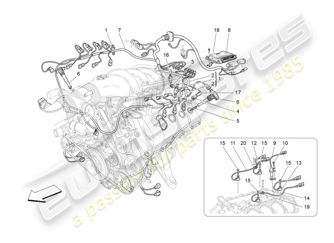 maserati granturismo mc stradale (2011) control electrónico: diagrama de piezas de control de sincronización del motor y inyección