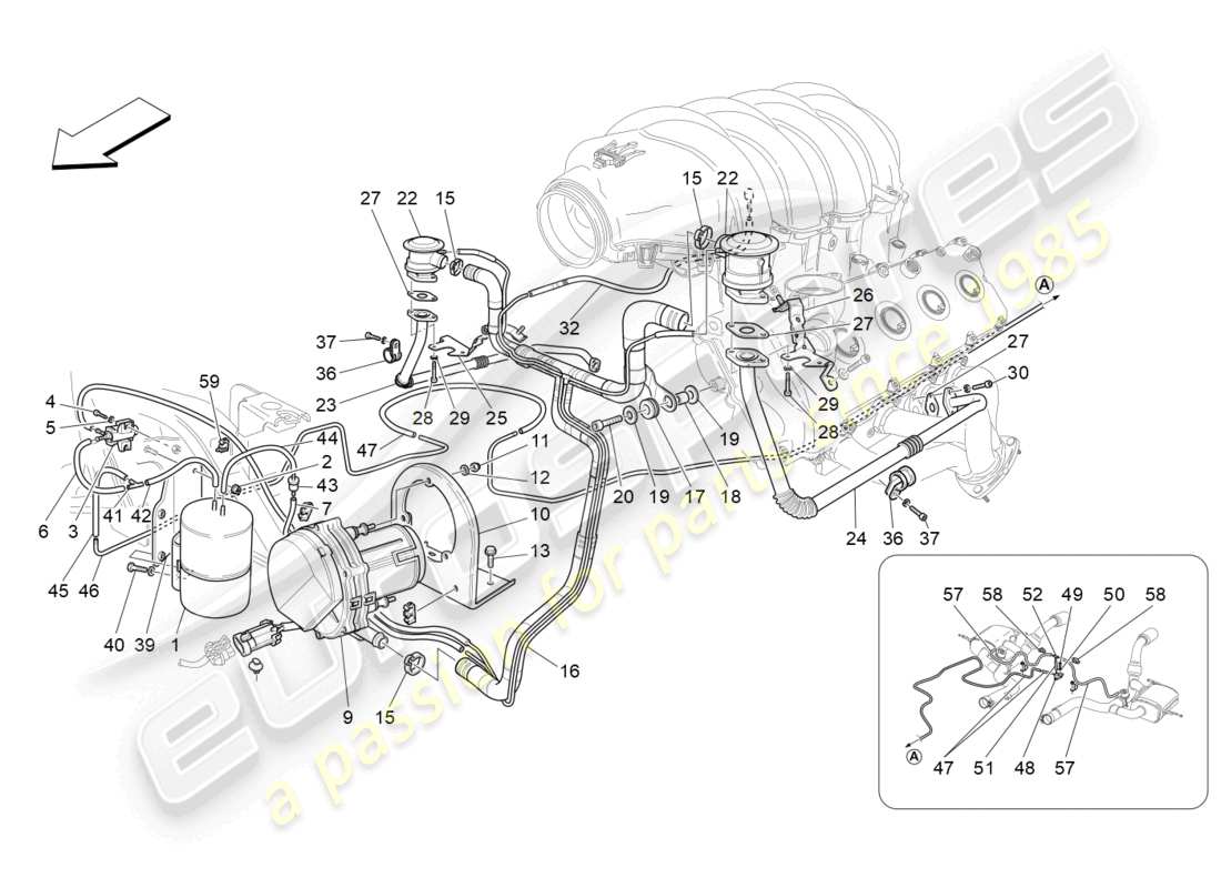 maserati grancabrio mc (2013) sistema de aire adicional diagrama de piezas