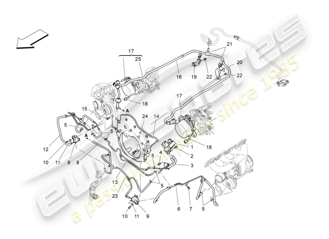 maserati levante modena s (2022) sistema de aire adicional diagrama de piezas