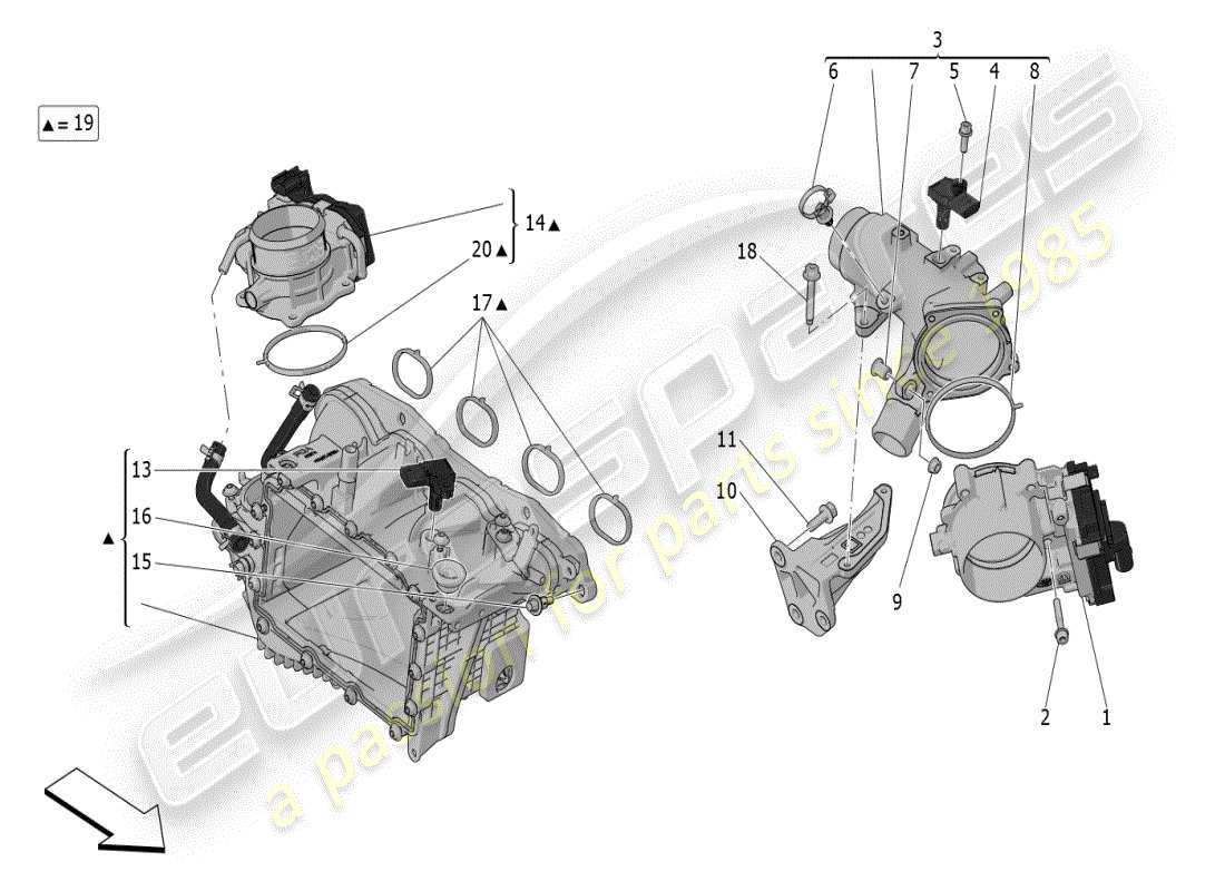maserati grecale modena (2023) intake manifold and throttle body diagrama de piezas