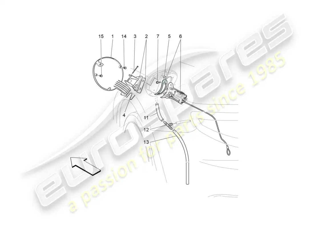 maserati granturismo s (2019) diagrama de piezas de controles y puerta del tanque de combustible