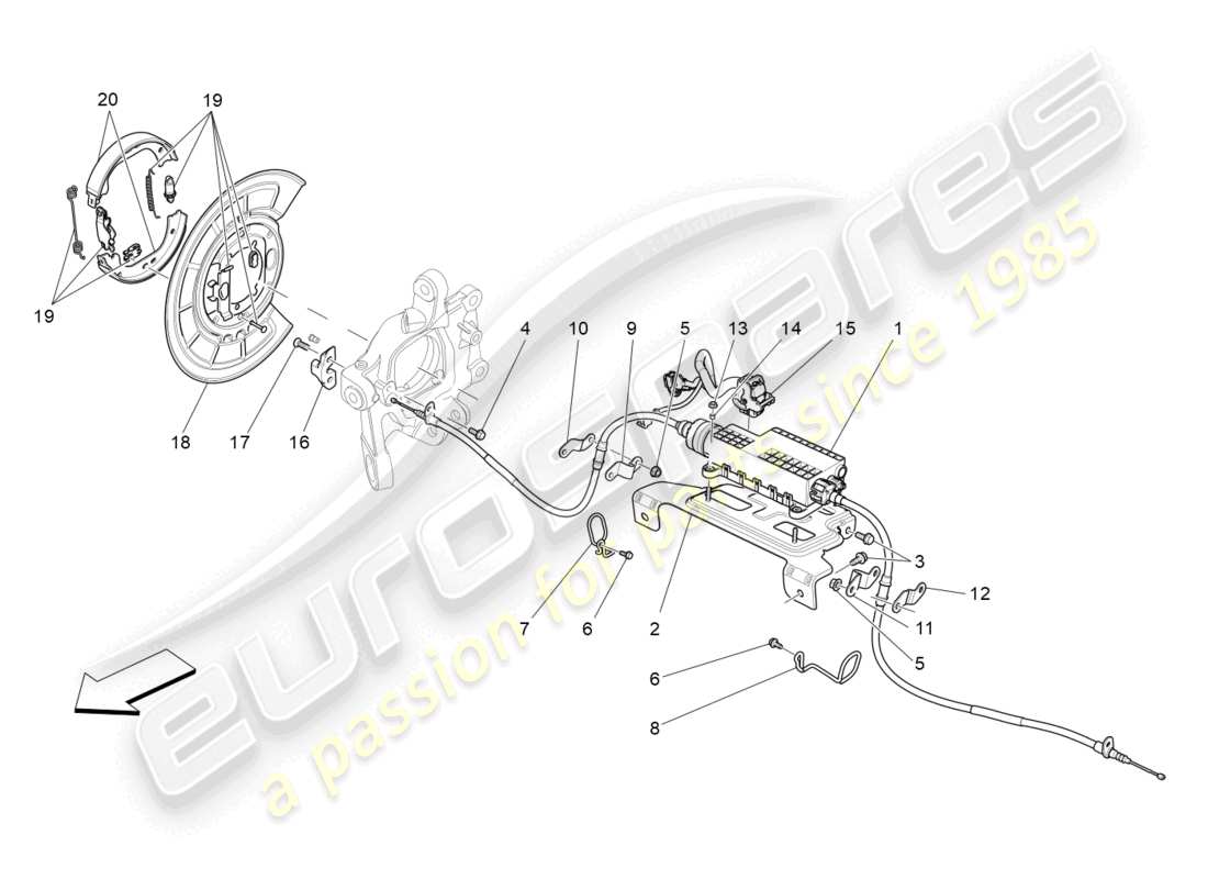 maserati ghibli (2015) parking brake diagrama de piezas