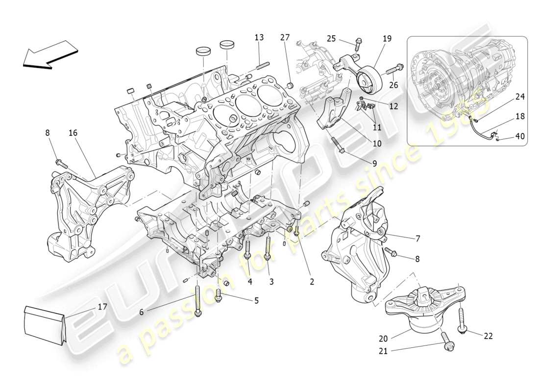 maserati levante (2020) crankcase diagrama de piezas