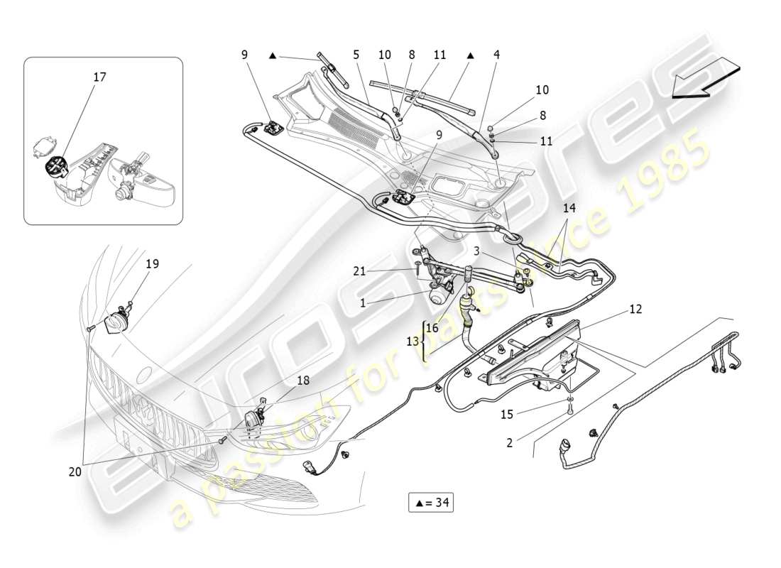 maserati ghibli (2014) dispositivos externos del vehículo diagrama de piezas