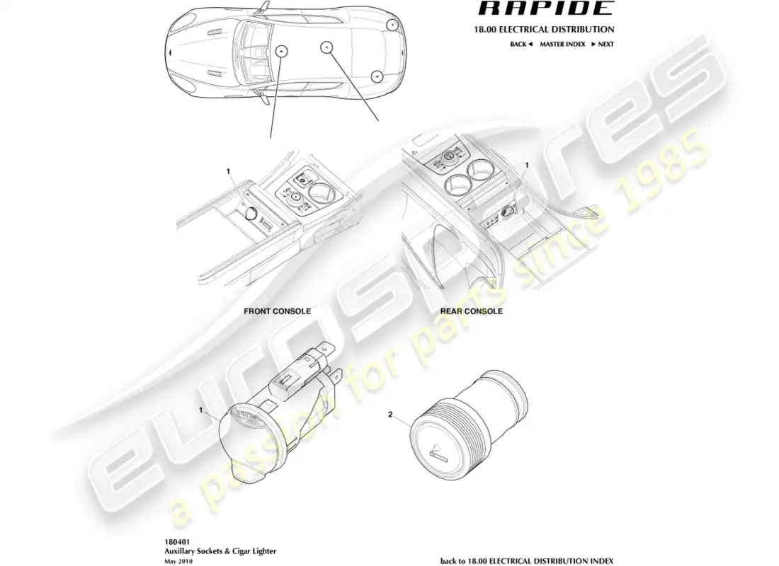 aston martin rapide (2012) tomas auxiliares diagrama de piezas