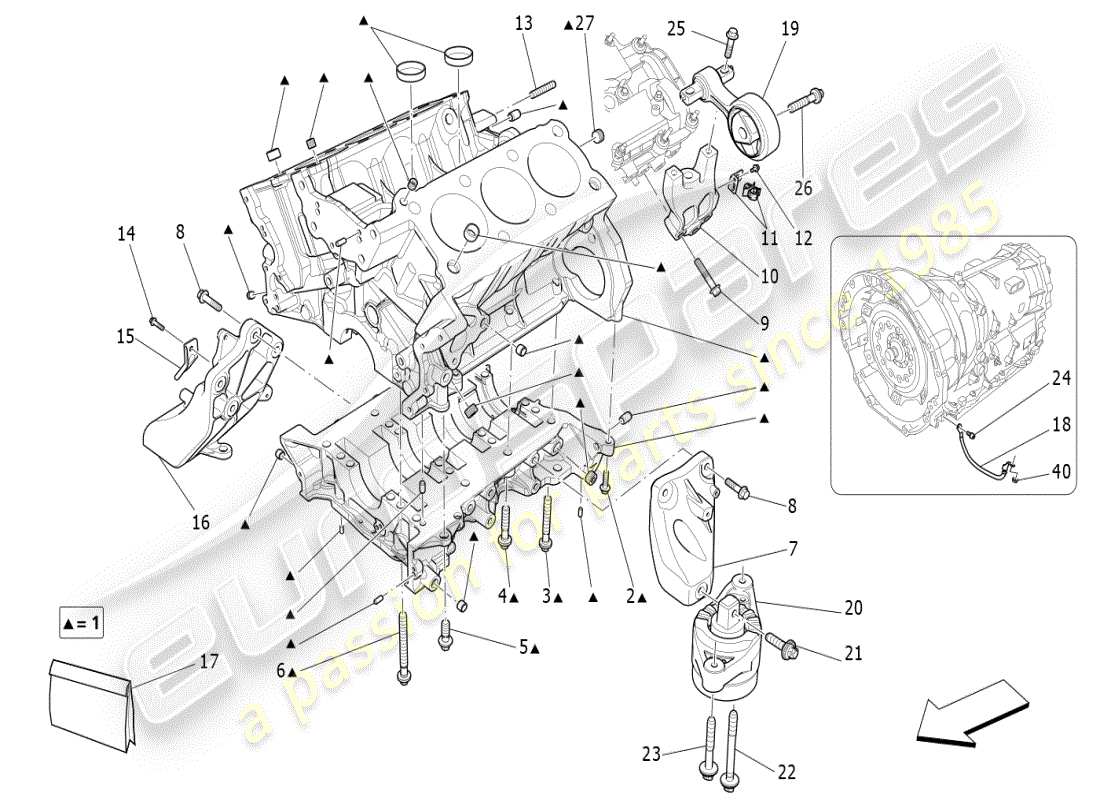 maserati ghibli (2020) crankcase diagrama de piezas
