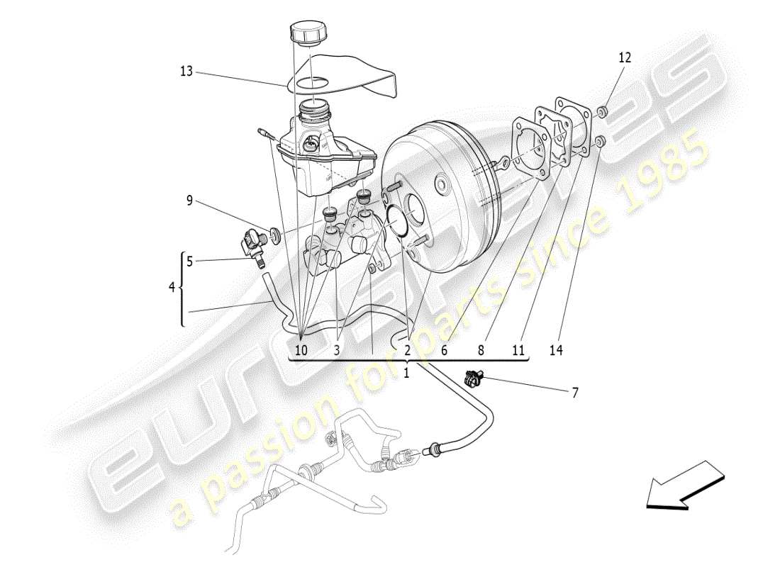 maserati ghibli (2020) brake servo system diagrama de piezas