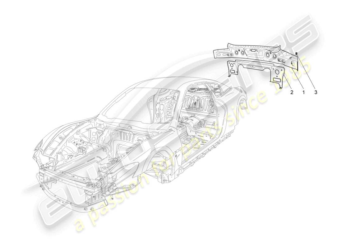 maserati granturismo mc stradale (2013) diagrama de piezas de la carrocería y los paneles exteriores traseros