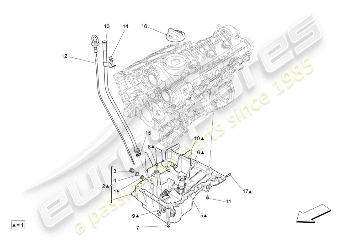 maserati ghibli (2015) sistema de lubricación: circuito y recogida diagrama de piezas