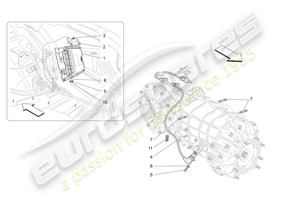 maserati granturismo mc stradale (2013) diagrama de piezas de control electrónico (caja de cambios)