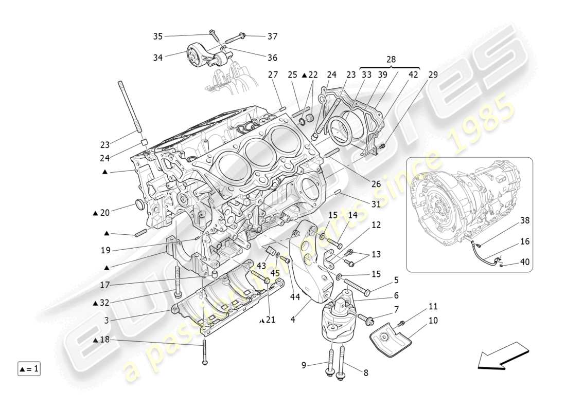 maserati ghibli (2014) crankcase diagrama de piezas