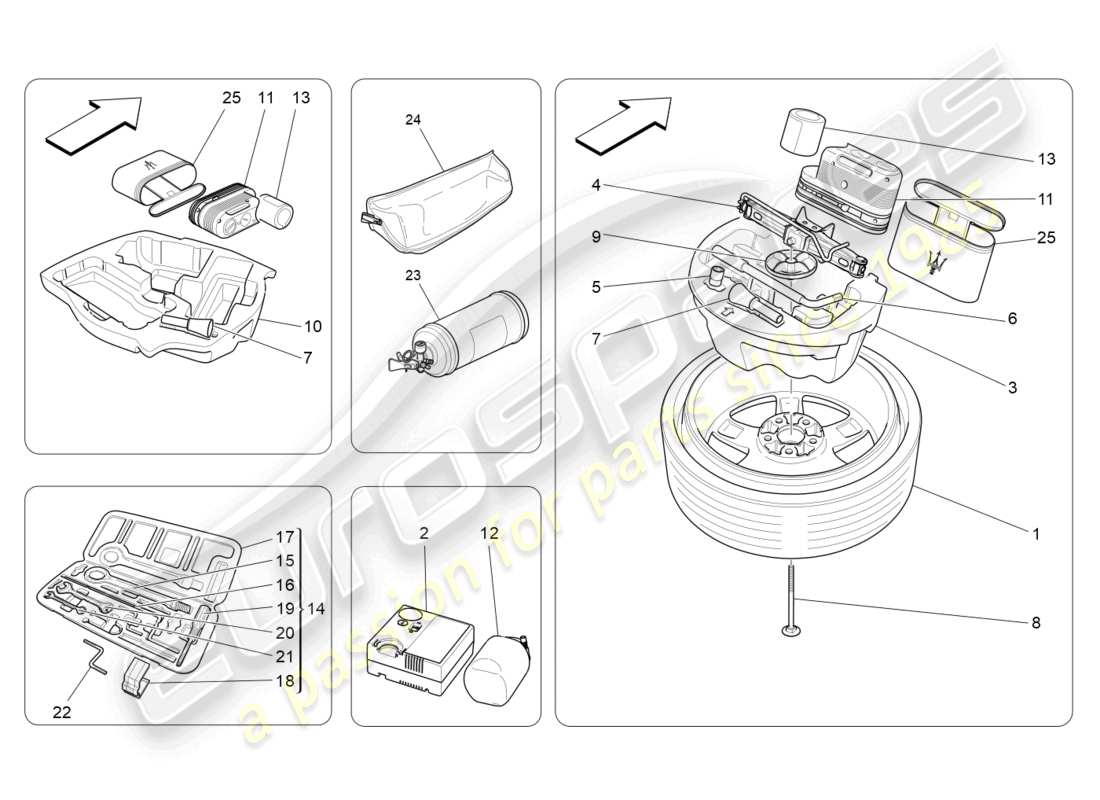 maserati ghibli (2014) estándar proporcionado diagrama de piezas