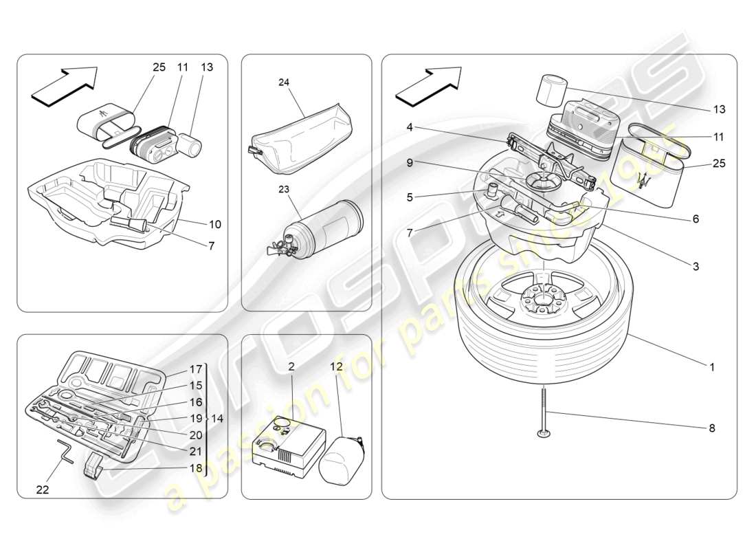 maserati ghibli (2014) diagrama de piezas estándar proporcionado