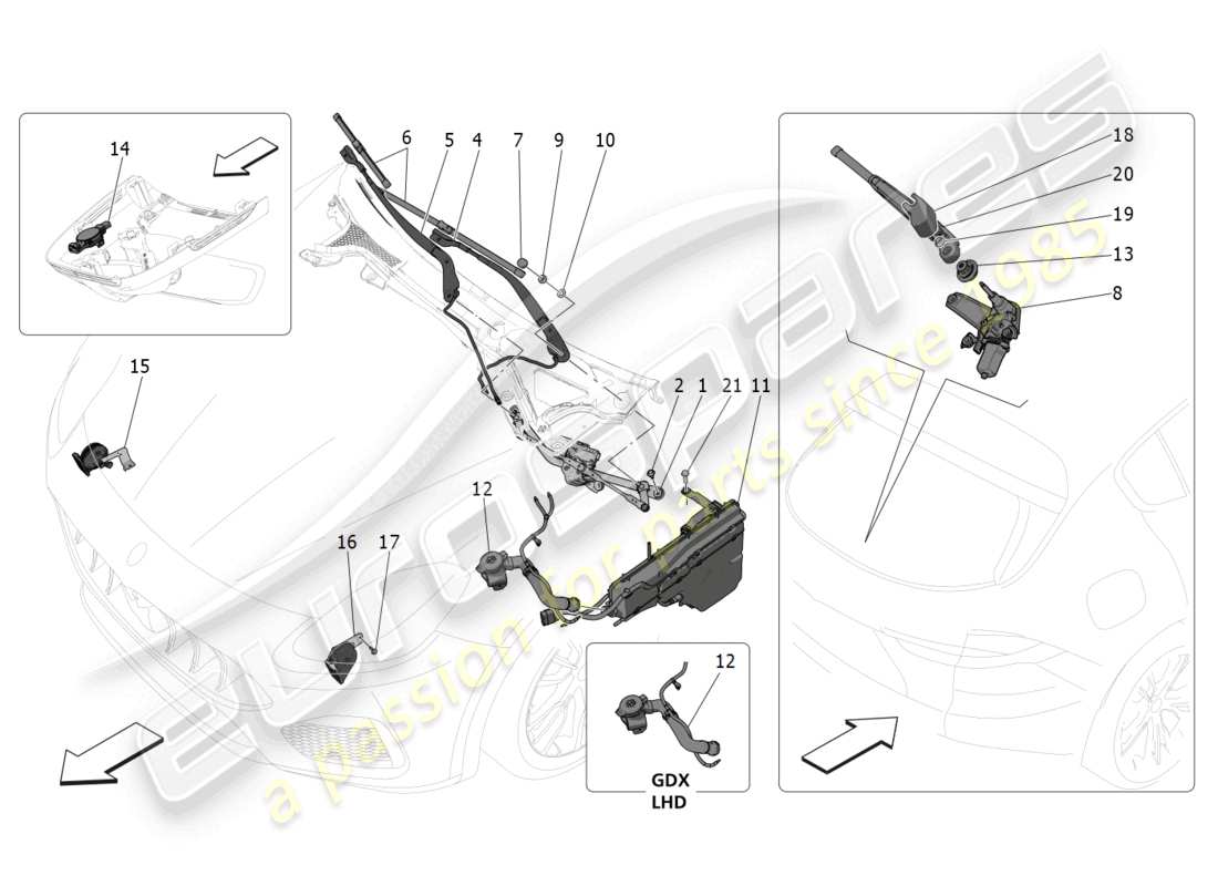 maserati grecale trofeo (2023) diagrama de piezas de dispositivos externos del vehículo