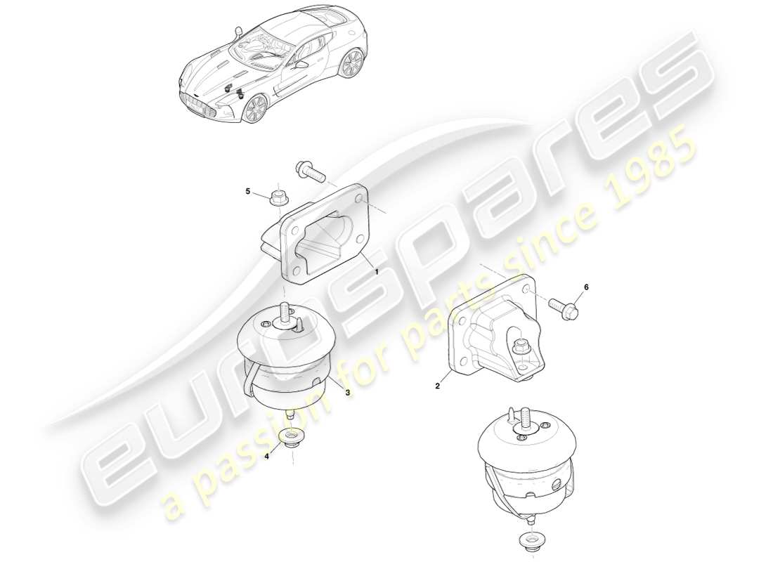 aston martin one-77 (2011) soportes del motor diagrama de piezas