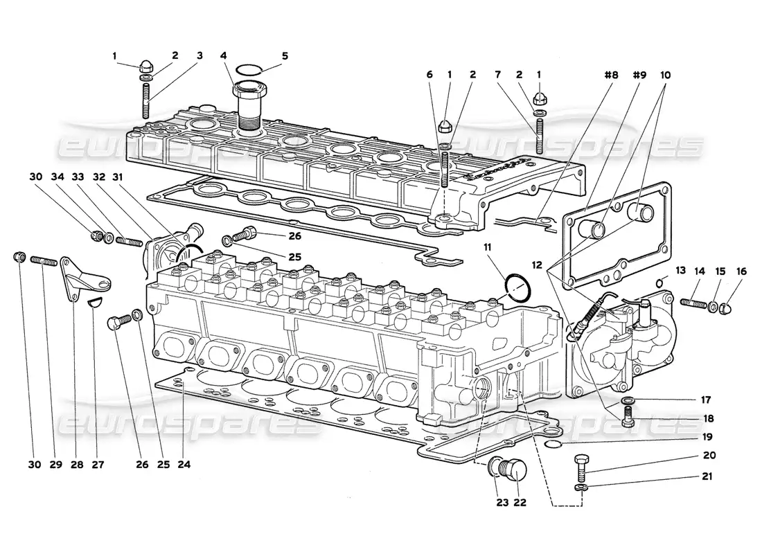 lamborghini diablo 6.0 (2001) accesorios para culata derecha diagrama de piezas