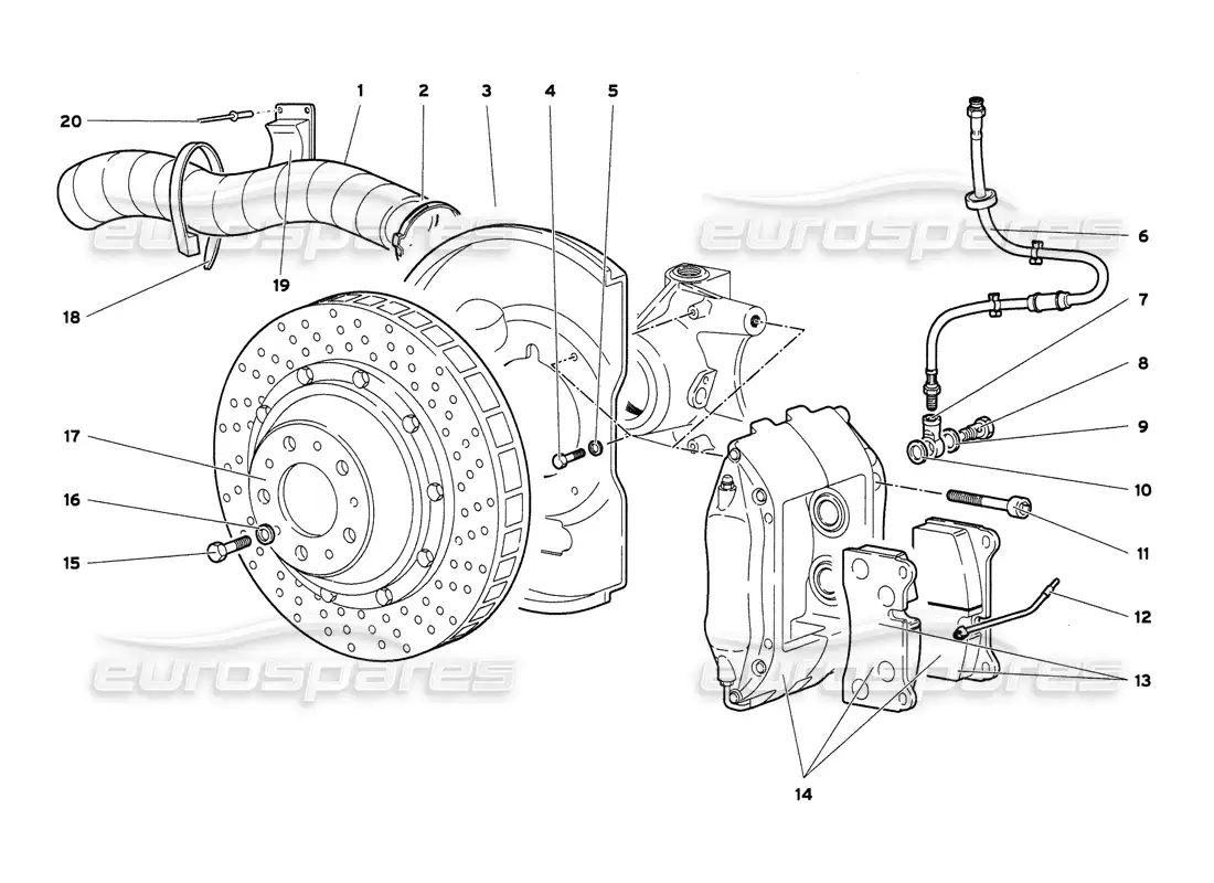 lamborghini diablo 6.0 (2001) frenos delanteros diagrama de piezas