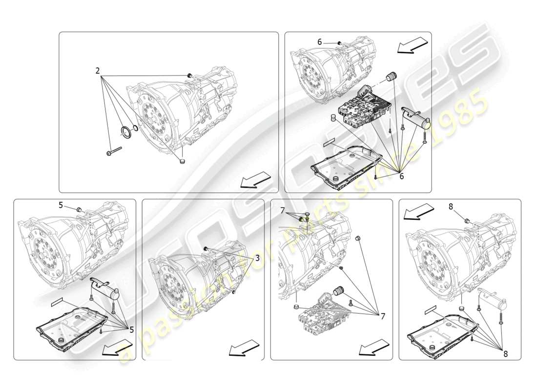 maserati levante gt (2022) carcasas de caja de cambios diagrama de piezas