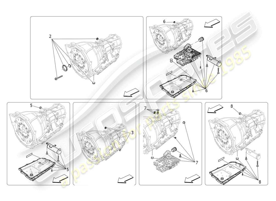 maserati levante gt (2022) diagrama de piezas de las carcasas de la caja de cambios