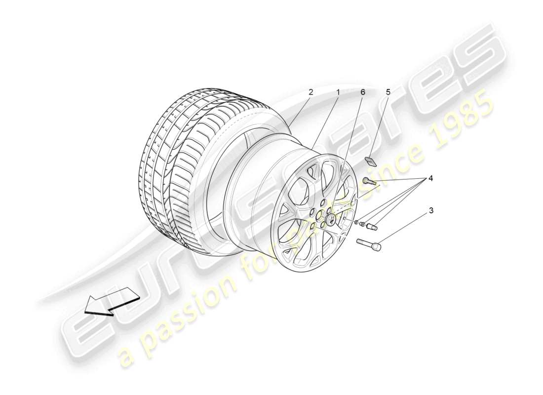 maserati grancabrio mc (2013) diagrama de piezas de ruedas y neumáticos