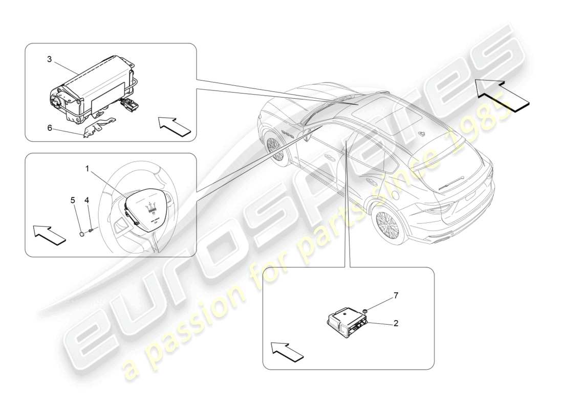 maserati levante modena s (2022) sistema de airbag delantero diagrama de piezas