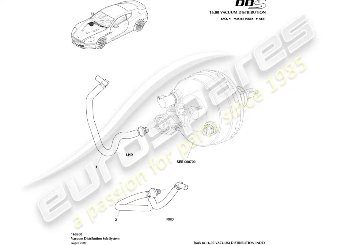 aston martin dbs (2013) tubo de vacío diagrama de piezas