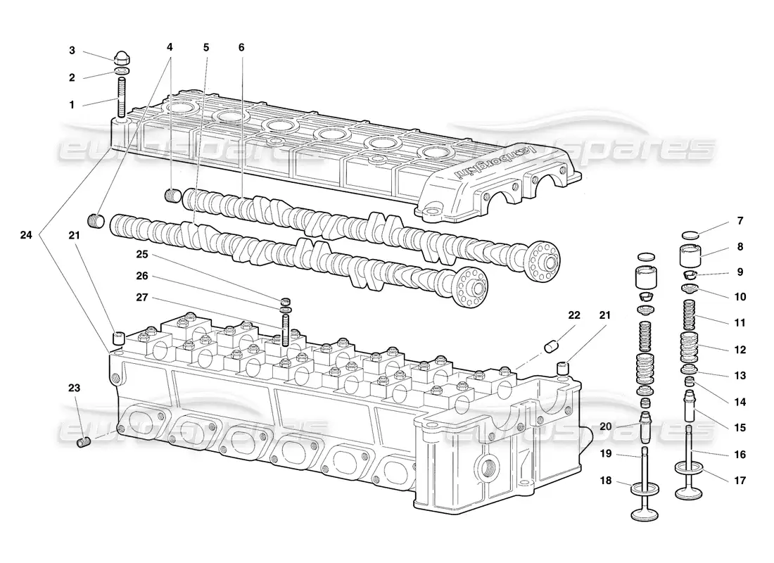 lamborghini diablo sv (1997) culata derecha diagrama de piezas