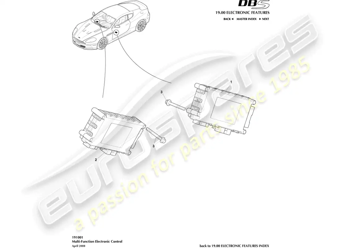 aston martin dbs (2012) control multifunción diagrama de piezas