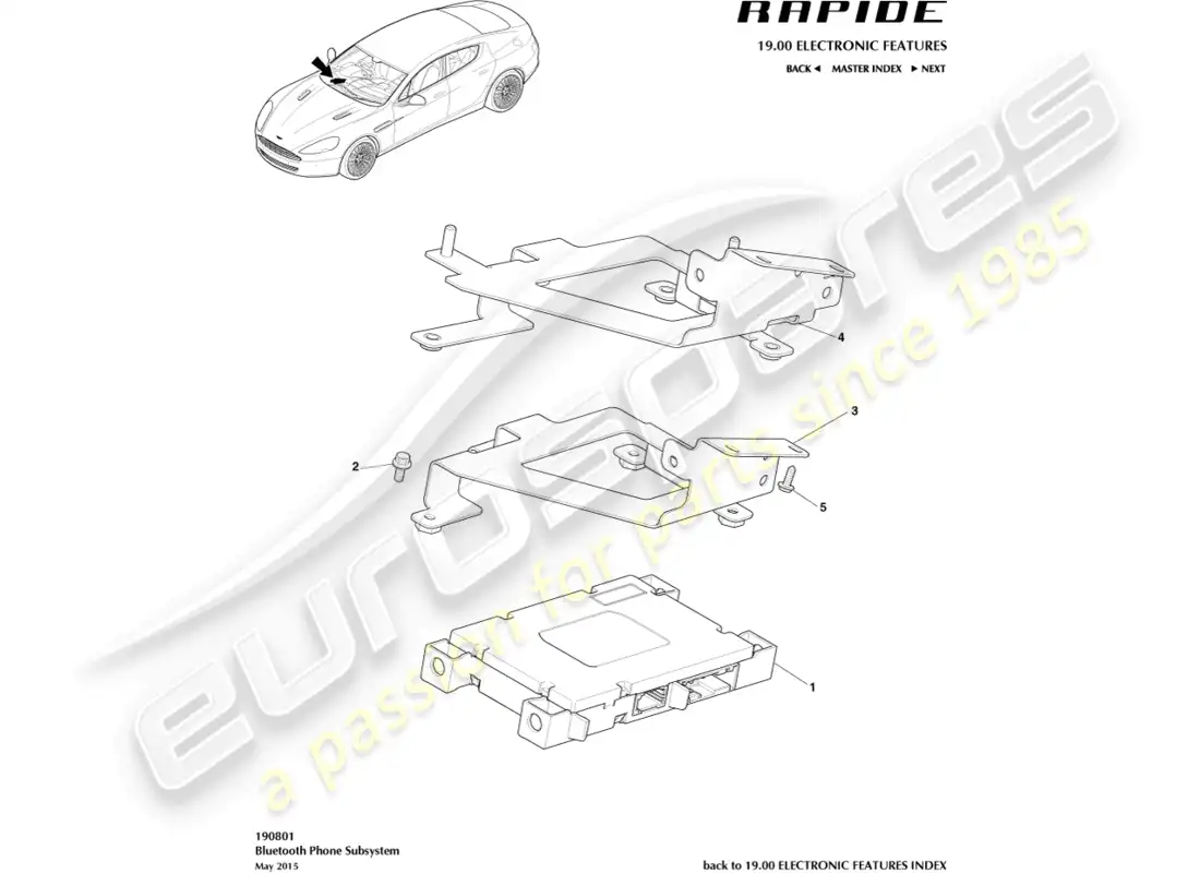 aston martin rapide (2016) módulo bluetooth diagrama de piezas