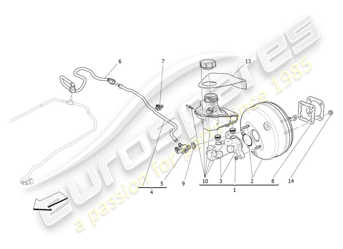 maserati quattroporte (2018) diagrama de piezas del servosistema de freno