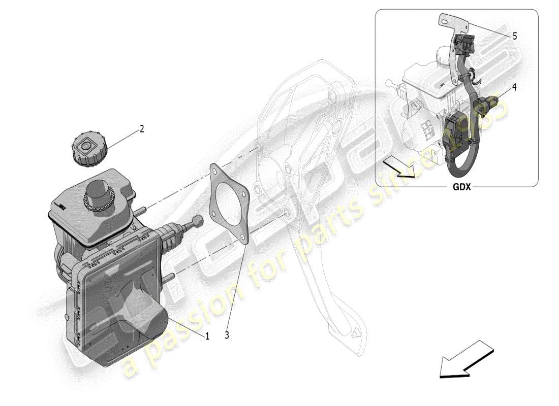 maserati grecale modena (2023) diagrama de piezas del servosistema de freno