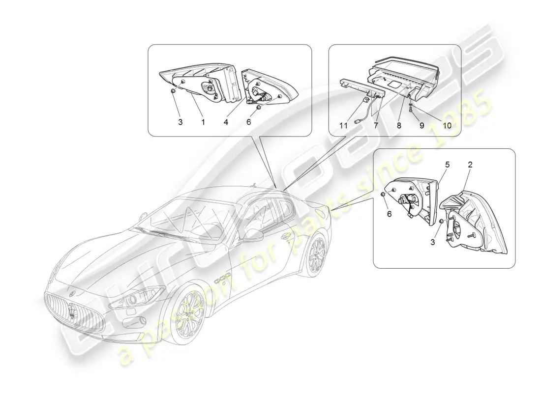 maserati granturismo (2008) grupos de luces traseras diagrama de piezas