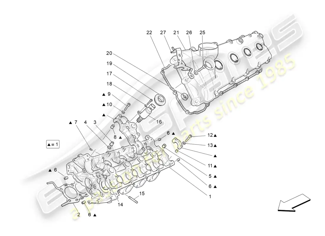 maserati granturismo s (2019) diagrama de piezas de la culata izquierda