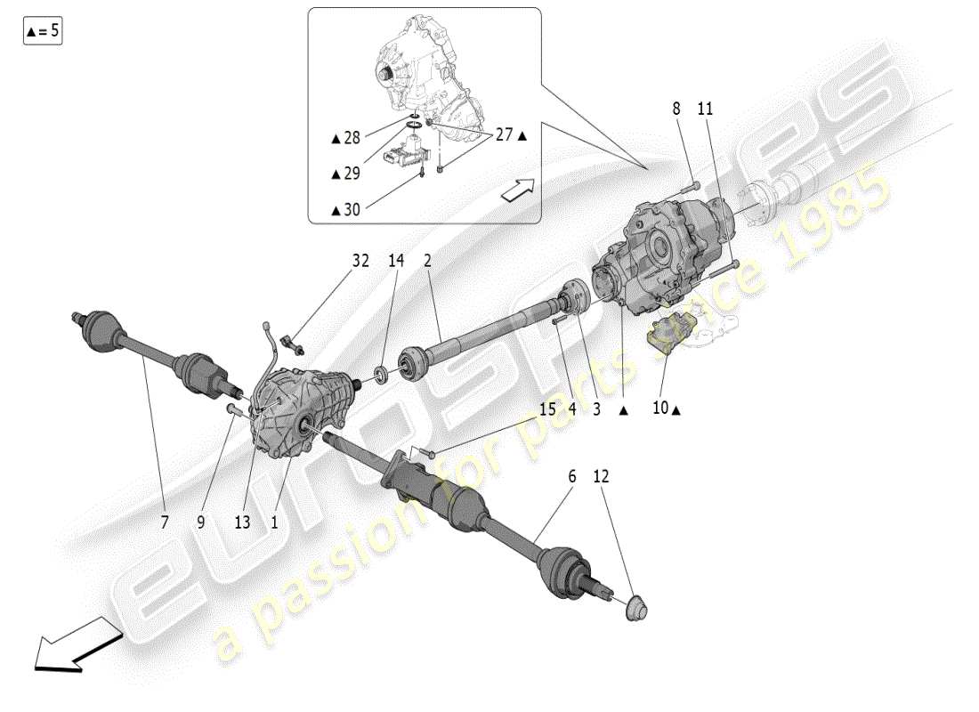 maserati grecale modena (2023) transmisión de ruedas delanteras diagrama de piezas