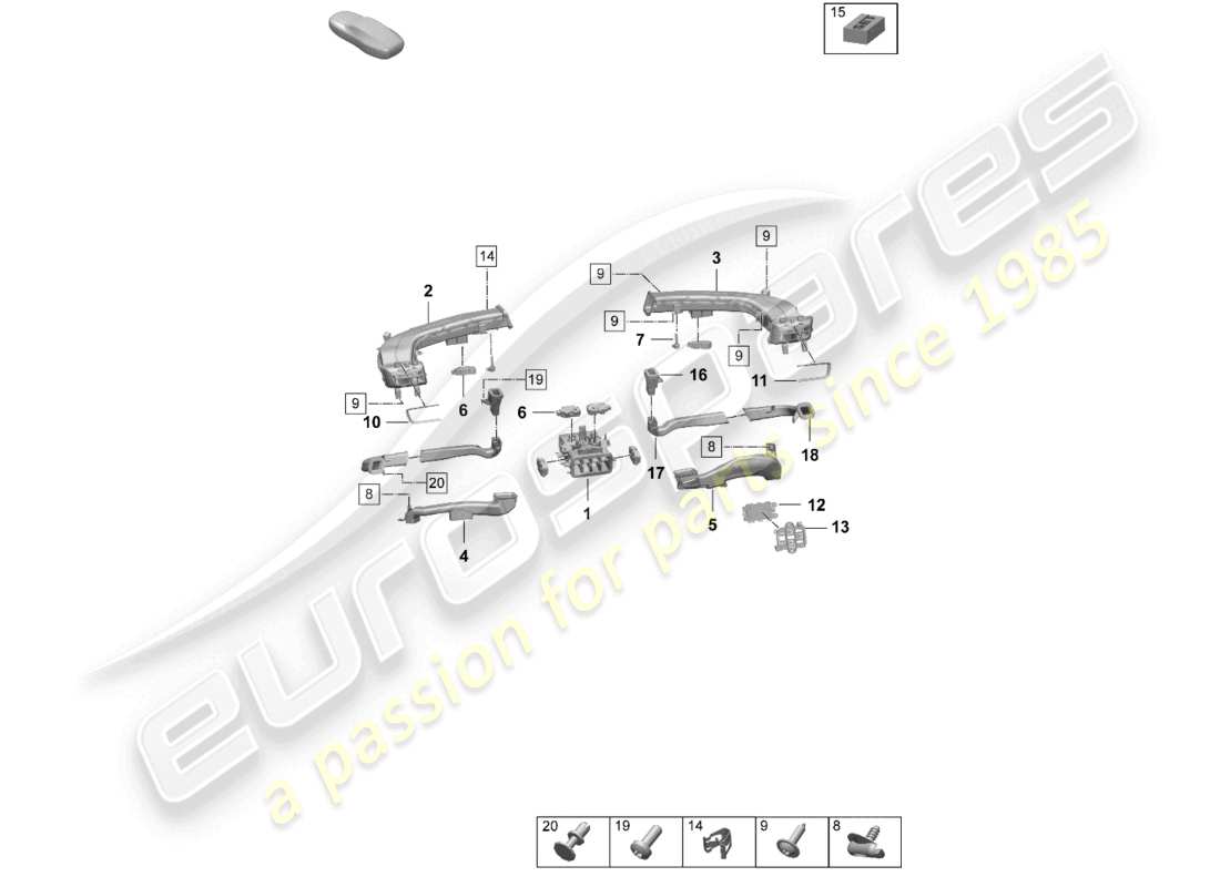 porsche 2025 (taycan 9j1-2) tablero de instrumentos de guía de aire diagrama de piezas
