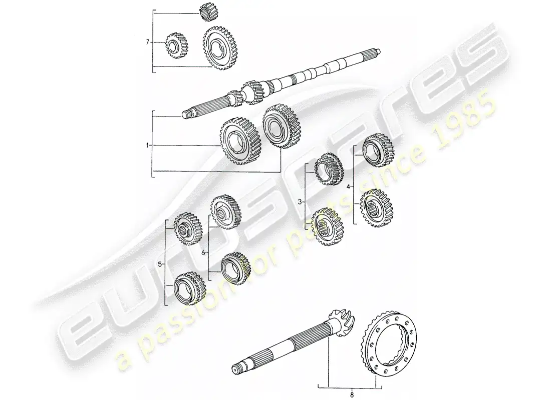 porsche 1996 (993) juegos de ruedas dentadas diagrama de piezas