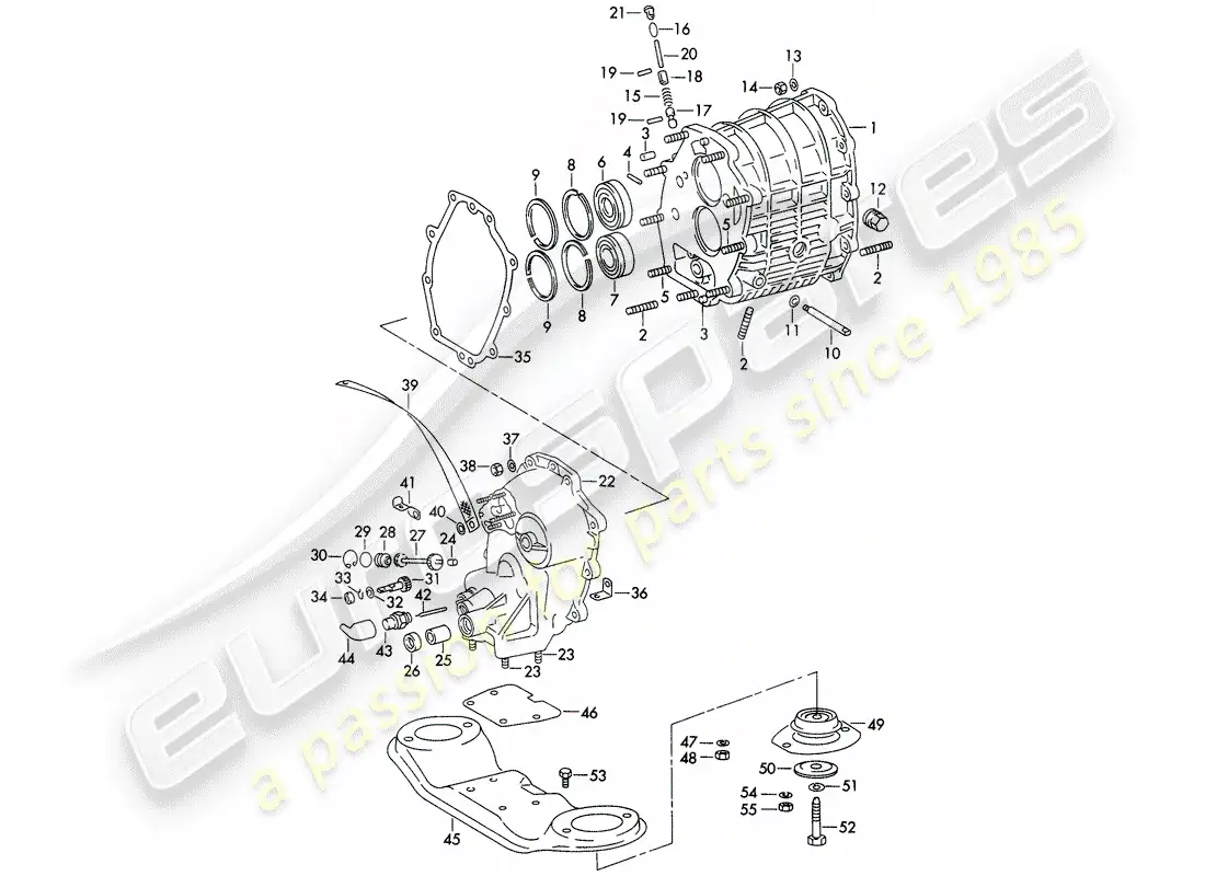 porsche 1971 (911) carcasa de engranajes - completa - caja de transmisión - y - suspensión de transmisión - d - mj 1972>> diagrama de piezas