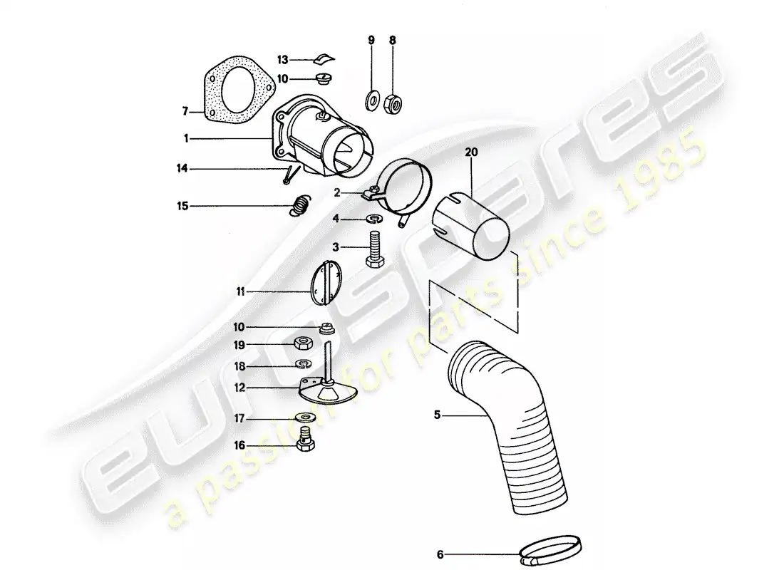 porsche 1976 (911) suministro de aire de calefacción diagrama de piezas