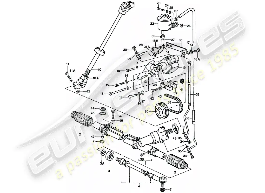porsche 1980 (928) engranaje de dirección - barra de acoplamiento - ver información técnica - nr-4/20 diagrama de piezas
