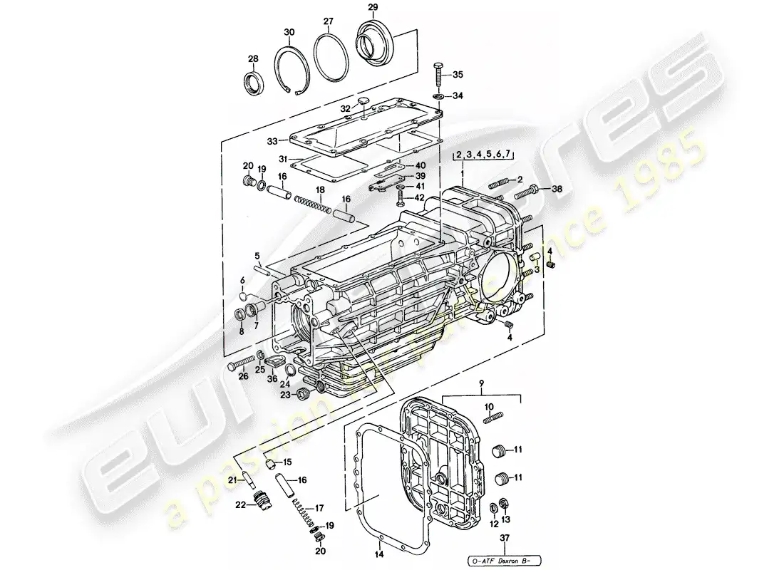 porsche 1982 (928) transmisión de repuesto - caja de transmisión - caja de cambios manual diagrama de piezas