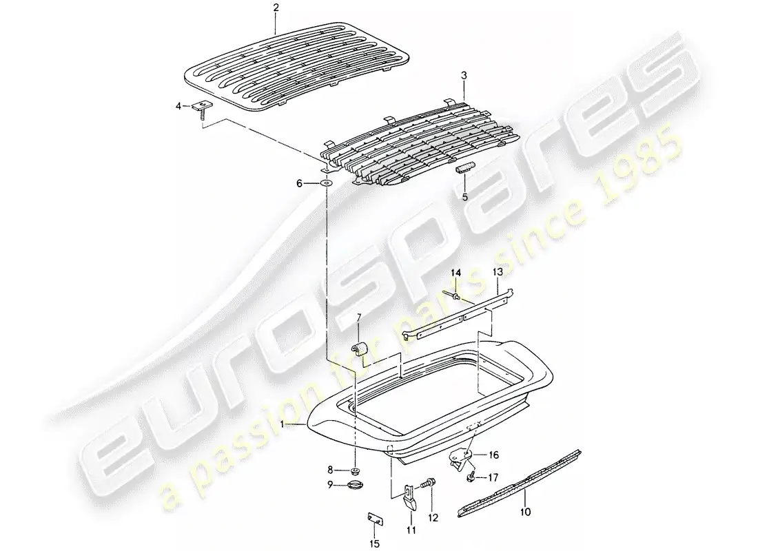 porsche 1998 (993) alerón trasero diagrama de piezas