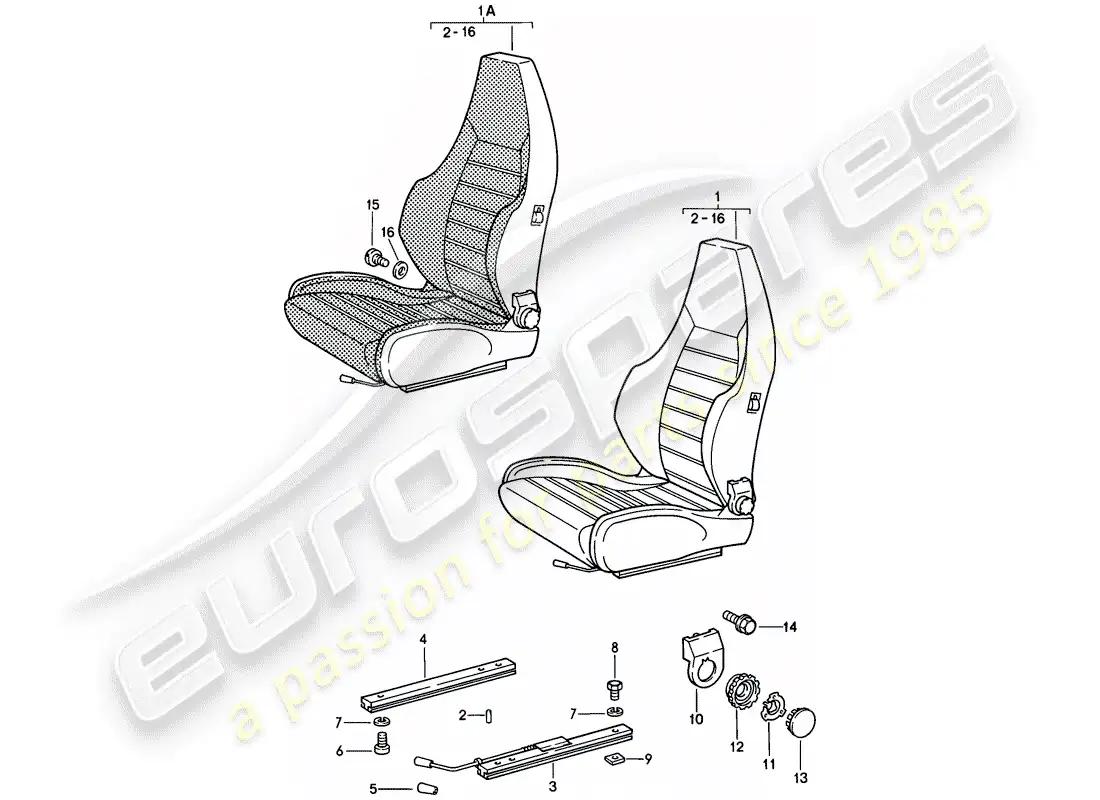 porsche 1980 (928) asiento deportivo - completo - d - mj 1980>> diagrama de piezas