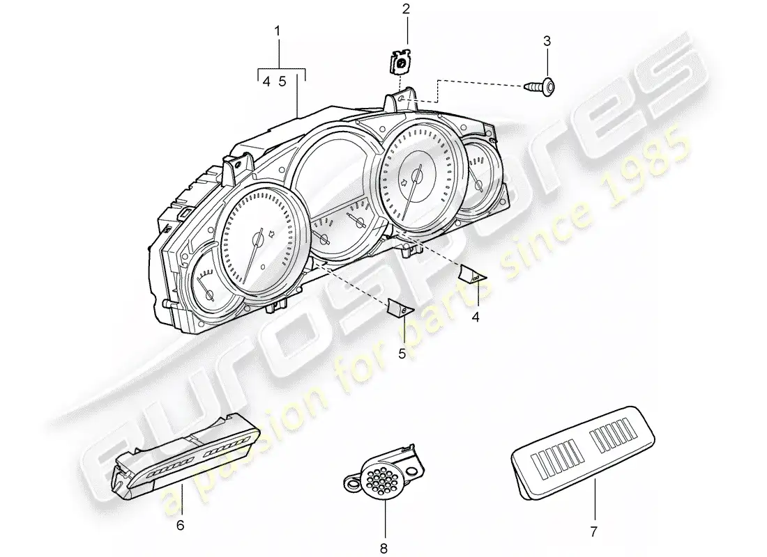 porsche 2008 (cayenne e1 9pa) instruments diagrama de piezas