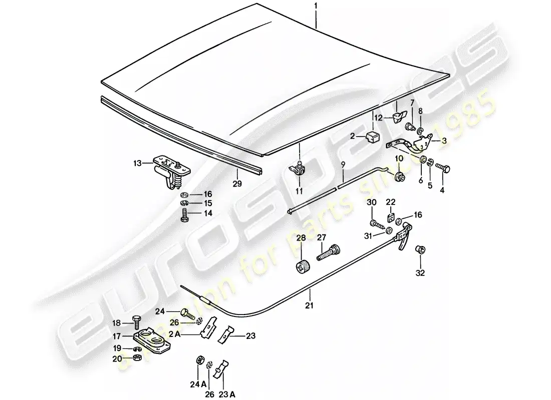 porsche 1979 (924) tapa - actuador - bloqueo de tapa diagrama de piezas