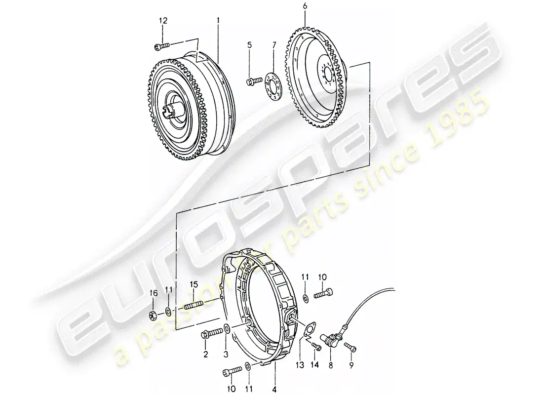 porsche 1994 (993) tiptronic - convertidor de par diagrama de piezas